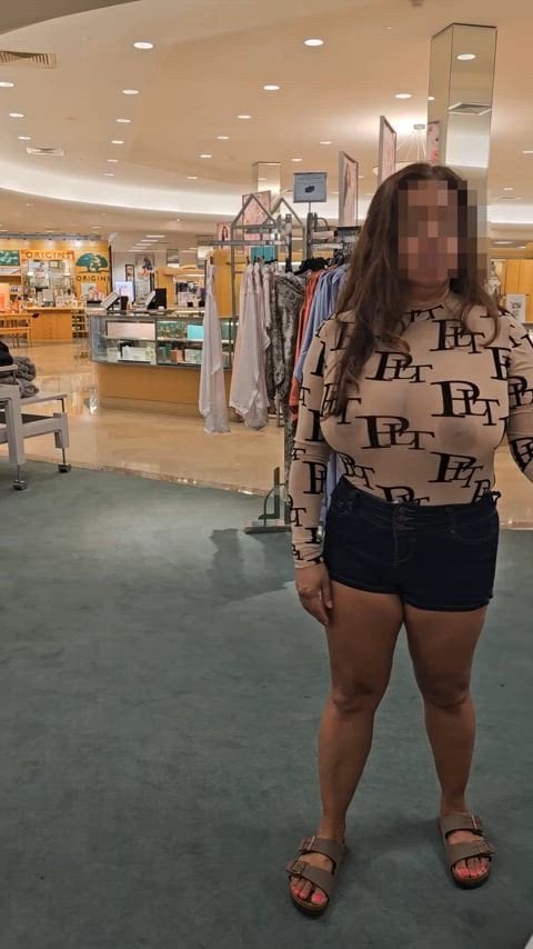 Teasing with my Asian titties while shopping